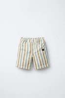 STRIPED EMBROIDERED SHORTS