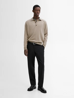 Pull en maille de laine à col polo