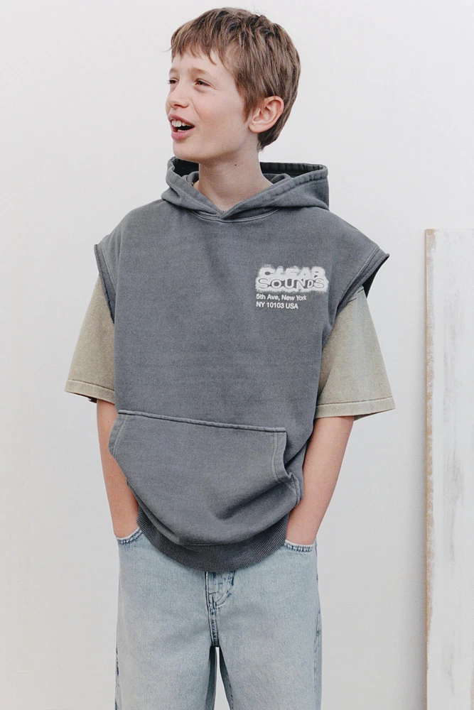 HOODED SWEATSHIRT VEST
