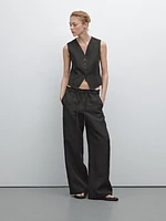 Veste sans manches chinée 100 % lin