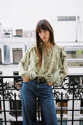 BLOUSE IMPRIMÉE À VOLANTS