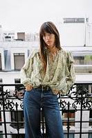 RUFFLED PRINT BLOUSE