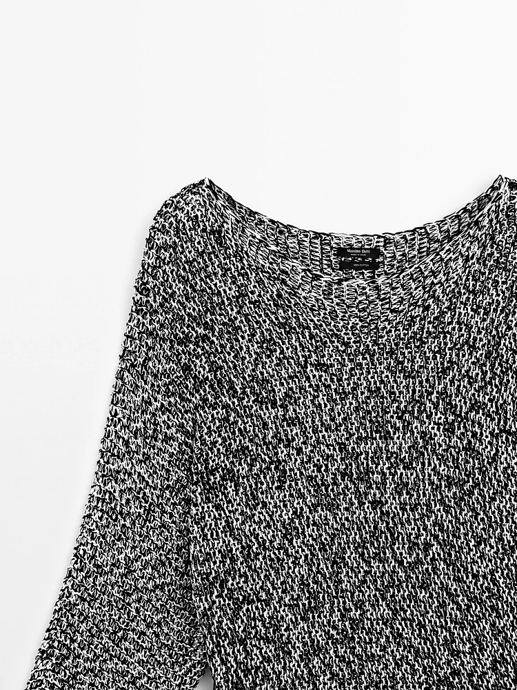 Pull en maille chinée 100 % coton