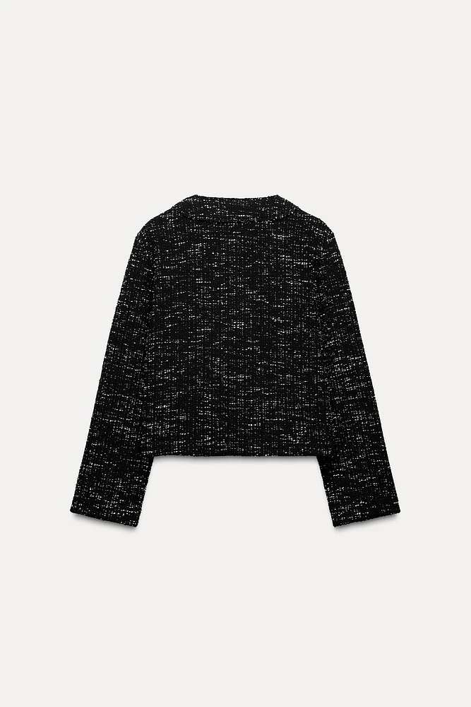 TEXTURED WEAVE JACKET WITH POCKETS