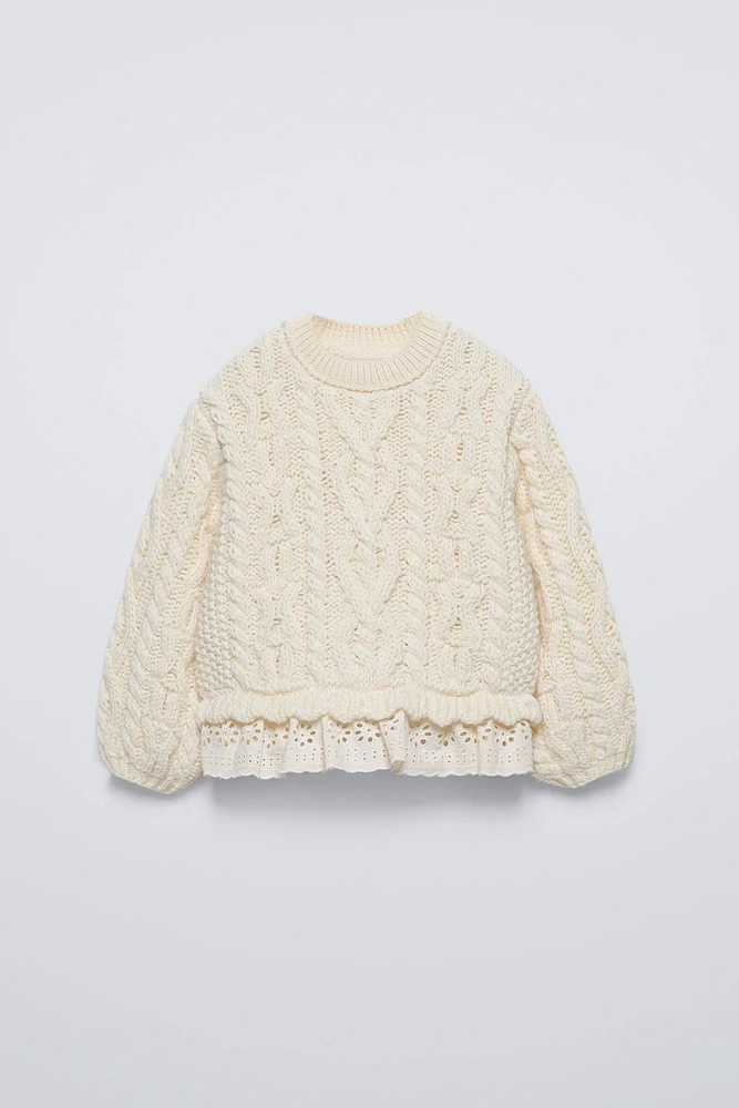 LACE TRIM KNIT SWEATER
