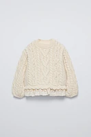 LACE TRIM KNIT SWEATER
