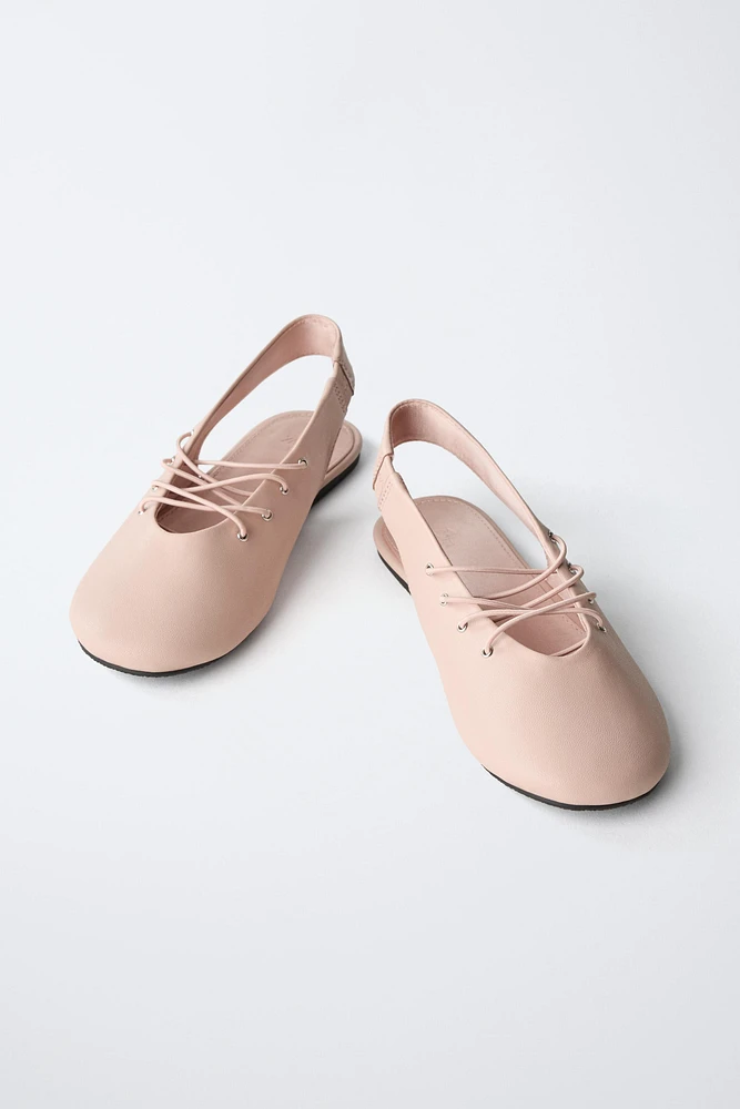 LACE-UP SLINGBACK BALLET FLATS