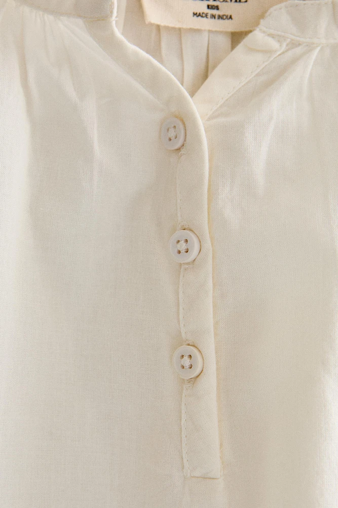 CHILDREN’S SOLID COTTON LONG BLOUSE