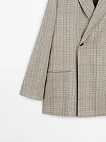 Blazer col smoking imprimé à carreaux