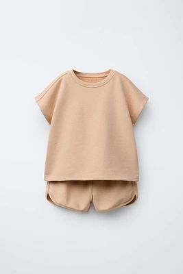 PLAIN MEDIUM WEIGHT T-SHIRT AND BERMUDA SET