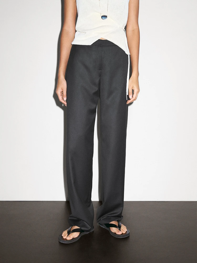 Pantalon straight taille basse fluide