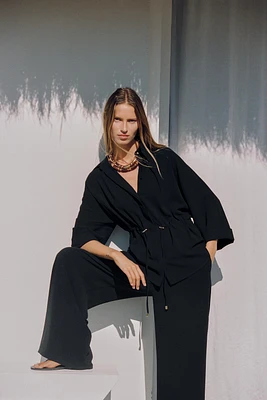 GATHERED KIMONO SHIRT