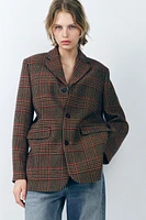 WOOL BLEND PLAID BLAZER ZW COLLECTION