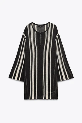 STRIPED KNIT TUNIC WITH LINEN