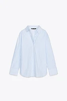METALLIC THREAD STRIPED POPLIN SHIRT