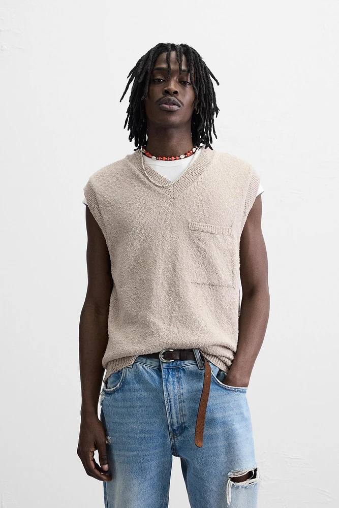 GILET EN MAILLE TEXTURÉE