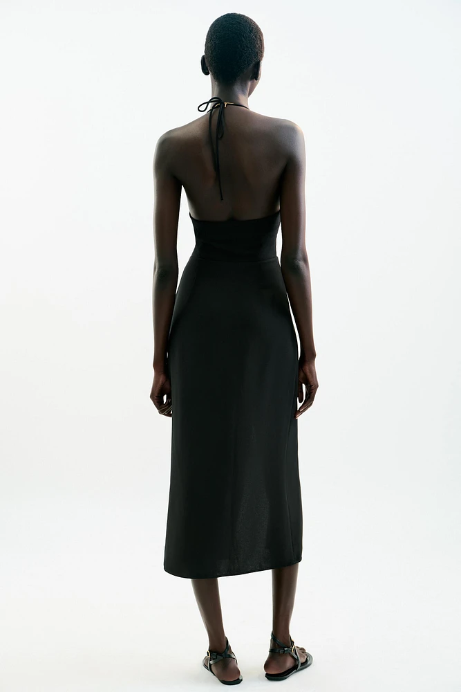GOLD APPLIQUÉ MIDI DRESS