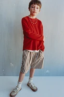 STRIPED TEXTURED SHORTS