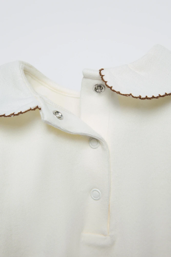 EMBROIDERED COLLAR BODYSUIT