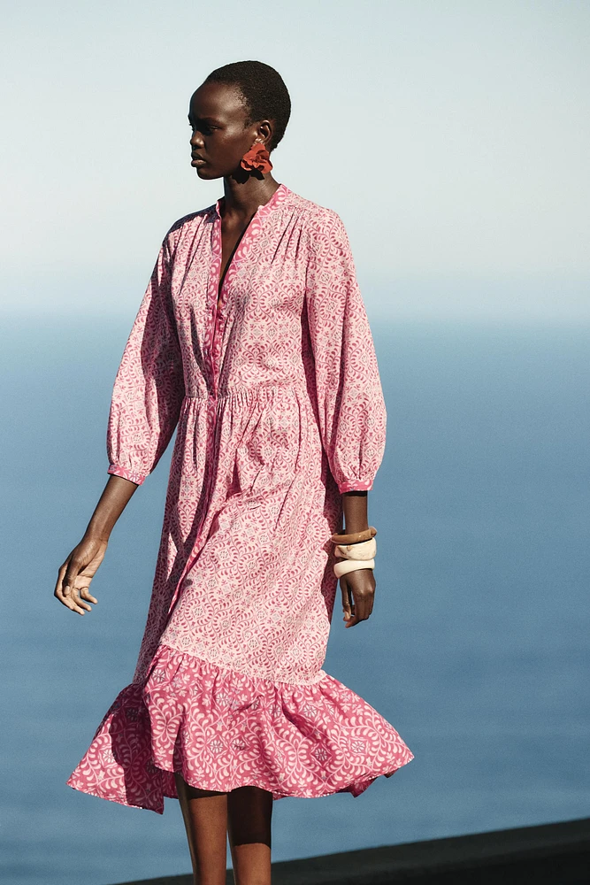 PRINTED MIDI DRESS