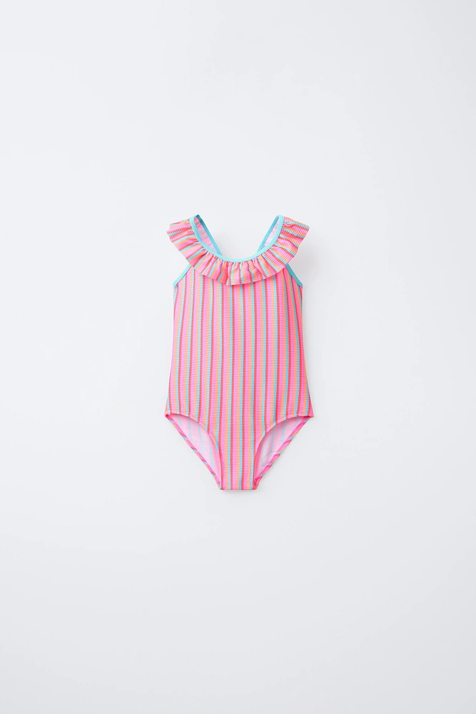 2-6 YEARS/ MULTICOLOR STRIPED SWIMSUIT