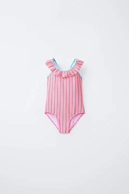 2-6 YEARS/ MULTICOLOR STRIPED SWIMSUIT