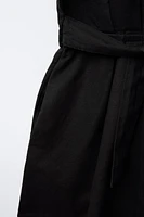 LINEN-BLEND BOW SHORT JUMPSUIT