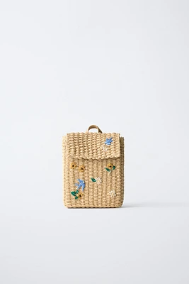 FLORAL RAFFIA BACKPACK