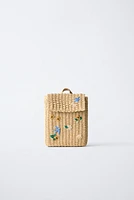 FLORAL RAFFIA BACKPACK