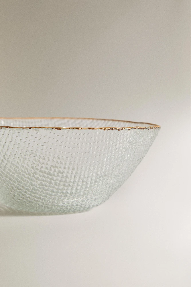 RAISED GLASS BOWL WITH GOLD RIM