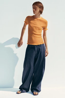 STRIPED RIB KNIT TOP