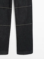 High-waist straight-leg jeans with seam details
