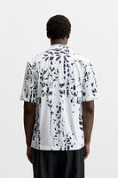 LEAF PRINT STRETCH SHIRT