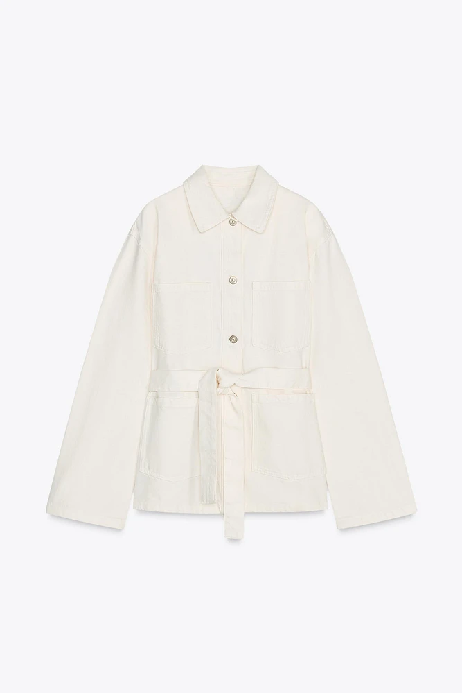 BELTED TRF DENIM JACKET
