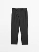 Regular fit striped wool blend trousers