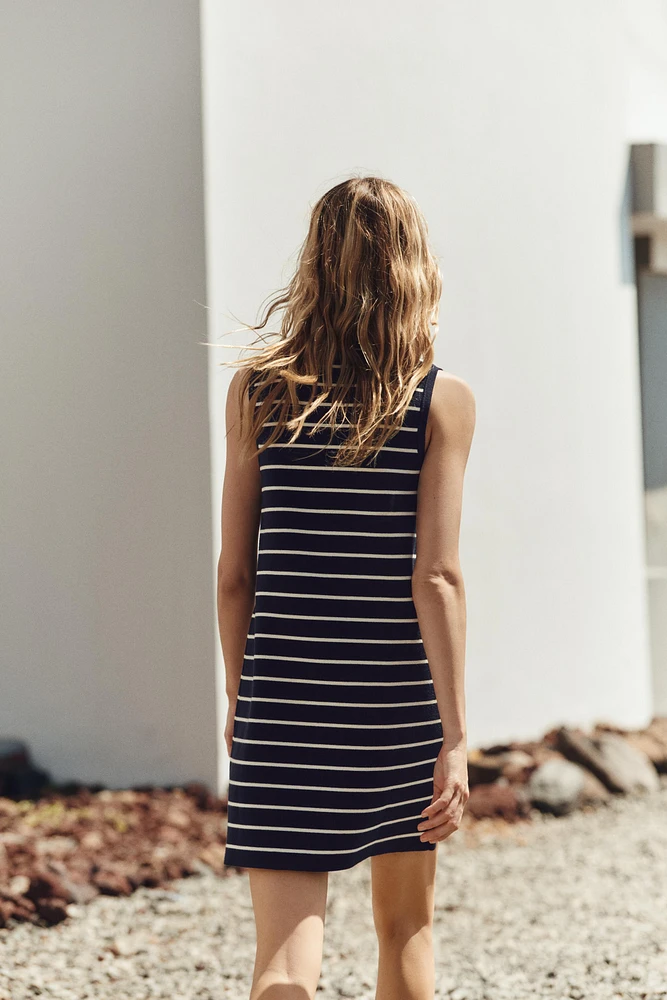 STRIPED KNIT MINI DRESS
