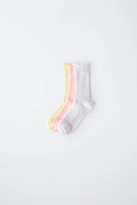 THREE-PACK OF LONG RUFFLY TRIM SOCKS