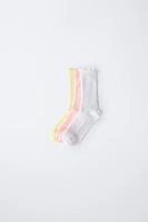 THREE-PACK OF LONG RUFFLY TRIM SOCKS