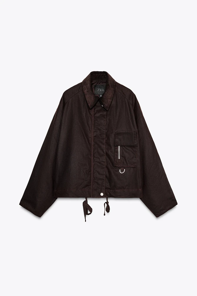 VESTE CIRÉE AVEC COL EN VELOURS CÔTELÉ, COLLECTION ZW