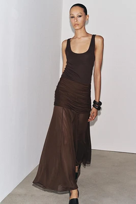 ZW COLLECTION SEMI-SHEER DRAPED SKIRT