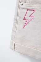 EMBROIDERED DENIM SHORTS