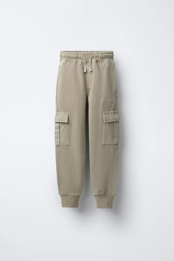 EMBROIDERED CARGO JOGGER PANTS
