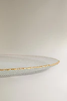 RAISED GLASS SIDE PLATE WITH GOLD RIM