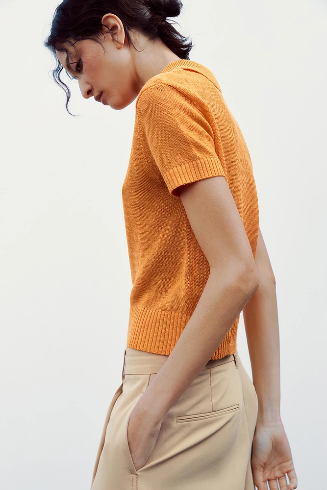 BASIC KNIT POLO TOP