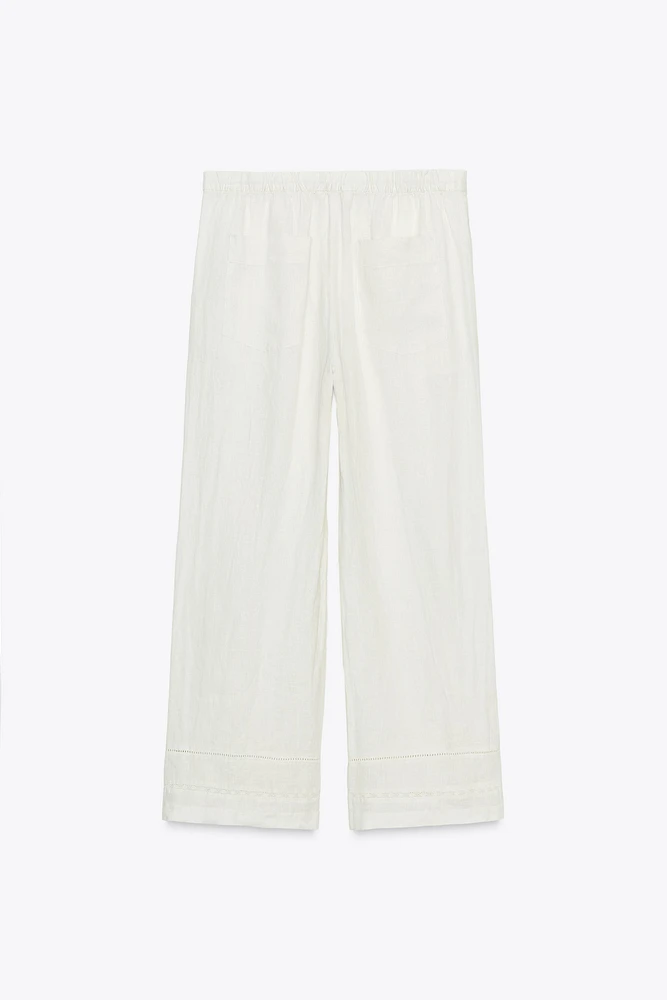 PANTALON 100 % LIN AVEC ENTRE-DEUX ZW COLLECTION