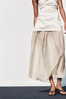 COMBINATION STRAPLESS MIDI DRESS