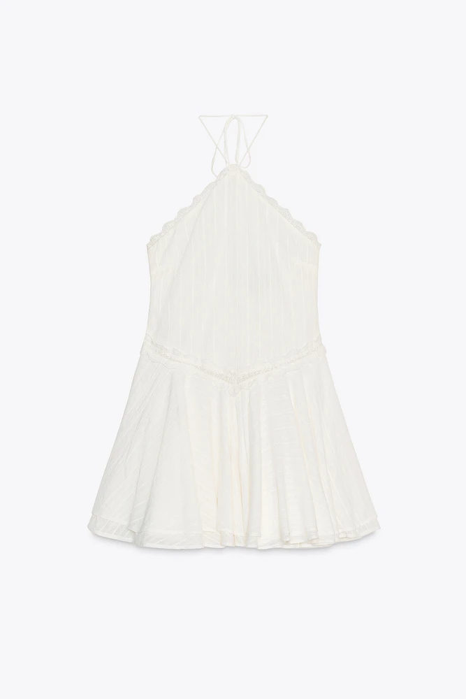 HALTER RUFFLED SHORT DRESS