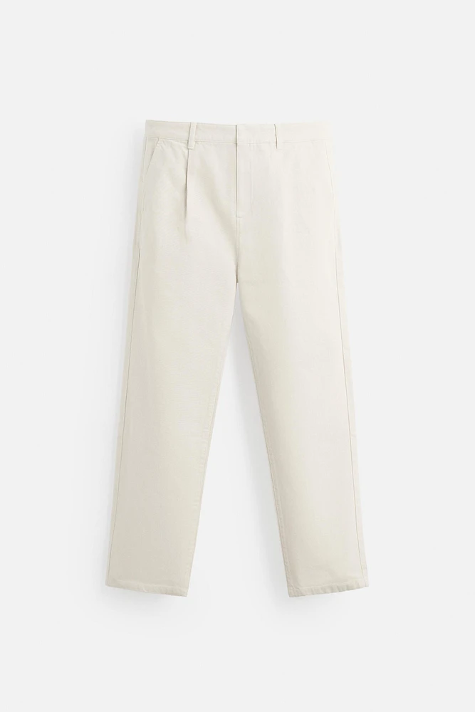 PANTALON STRAIGHT FIT À PLIS