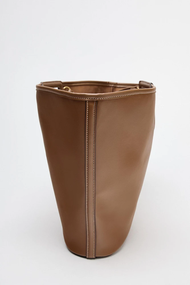 TOPSTITCHED MAXI TOTE BAG