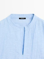 Blouse lin coutures apparentes